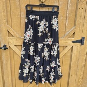 Floral Black Skirt